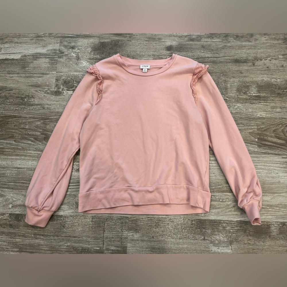 J crew blush lightweight sweater/crew neck with lace detail‎